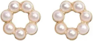 Flower Invisible Clip On Earrings For Women Dangle White Rose Blue Light Purple Beige Floral Pearl Comfortable Non Pierced Clip-on Earrings