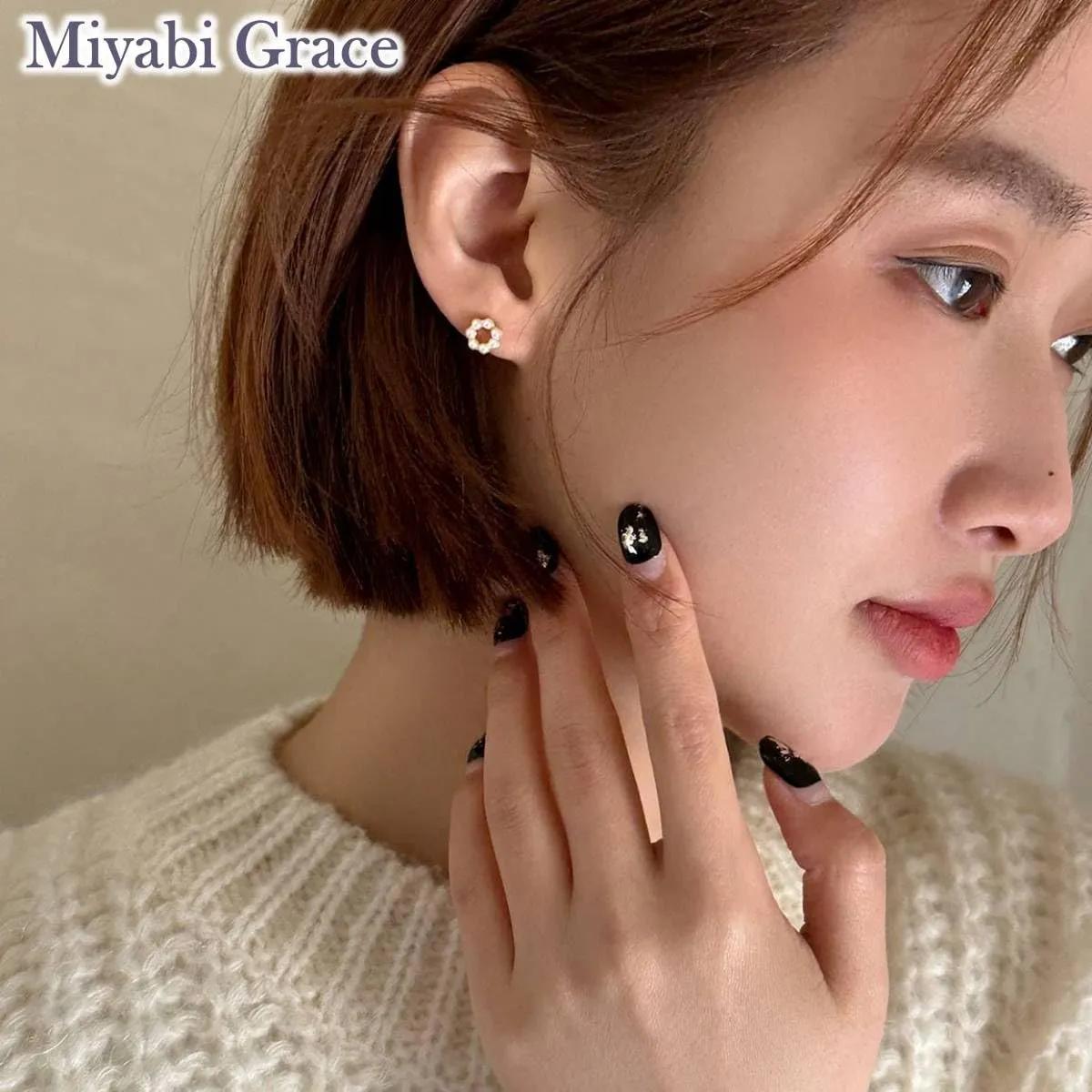 Flower Invisible Clip On Earrings For Women Dangle White Rose Blue Light Purple Beige Floral Pearl Comfortable Non Pierced Clip-on Earrings
