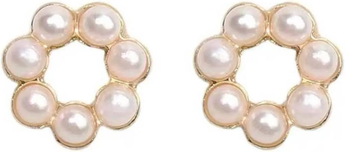 Flower Invisible Clip On Earrings For Women Dangle White Rose Blue Light Purple Beige Floral Pearl Comfortable Non Pierced Clip-on Earrings