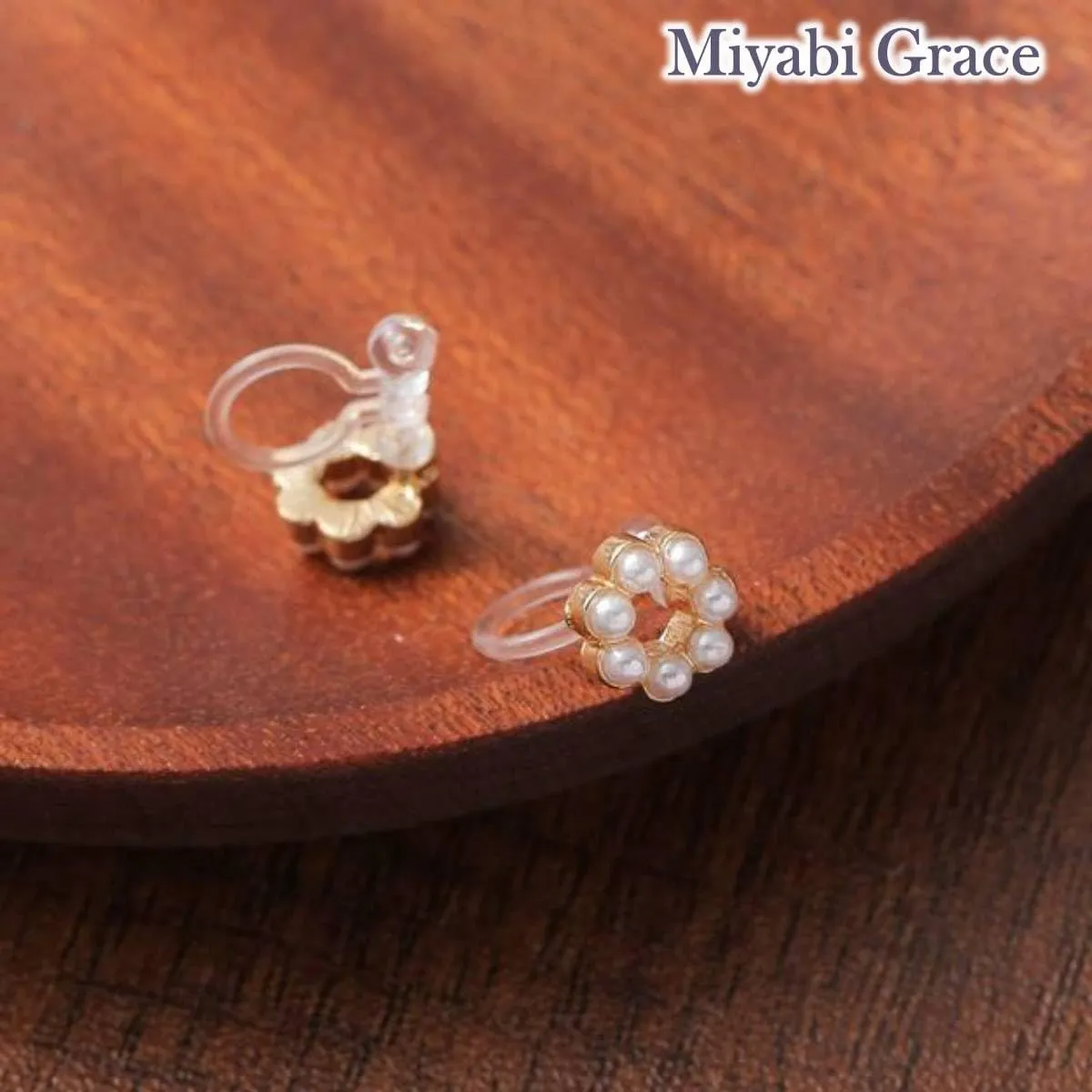 Flower Invisible Clip On Earrings For Women Dangle White Rose Blue Light Purple Beige Floral Pearl Comfortable Non Pierced Clip-on Earrings