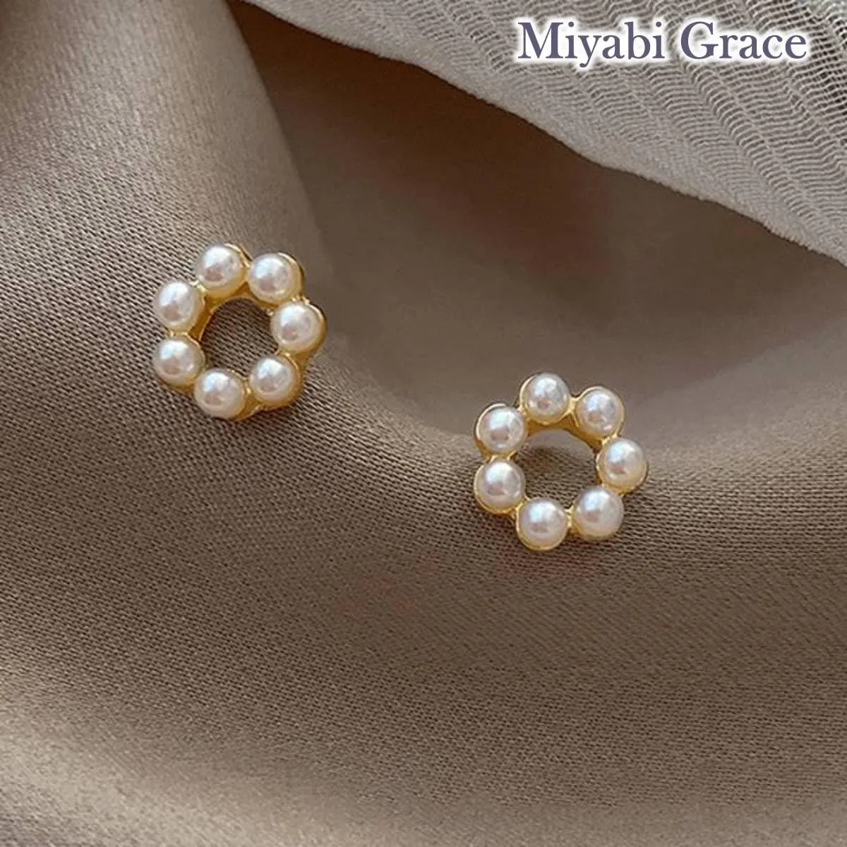 Flower Invisible Clip On Earrings For Women Dangle White Rose Blue Light Purple Beige Floral Pearl Comfortable Non Pierced Clip-on Earrings