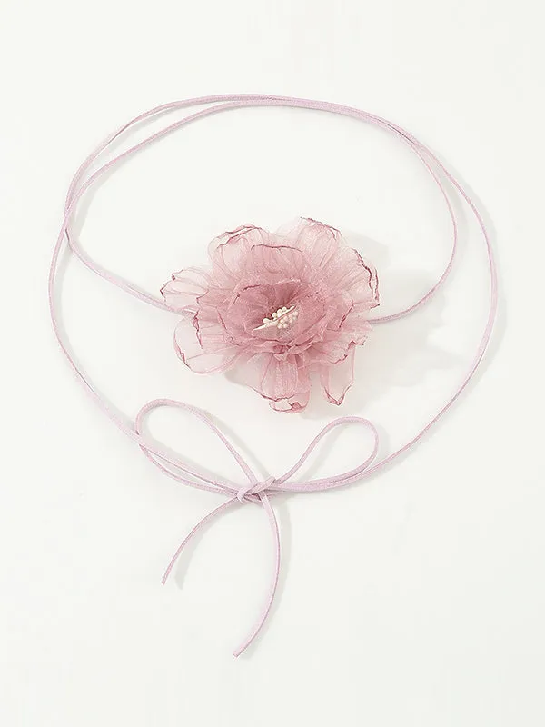 Flower Shape Gauze Dainty Necklace Necklaces Accessories