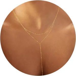 Foxgirl Lariat Gold Necklace for Women, Dainty Long Necklace 14k Gold Plated/Silver Y-Shaped Pendant Necklace Trendy Layered Cz Beaded Chain Drop Necklaces Simple Gold Jewelry For Women Gift