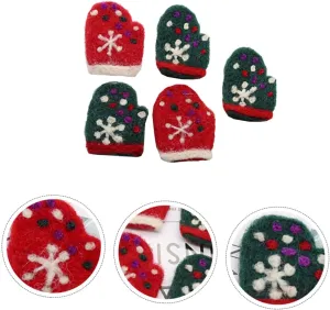 FRCOLOR Xmas Decorations 5pcs Cartoon Brooch Handmade Felt Ornaments Random Color