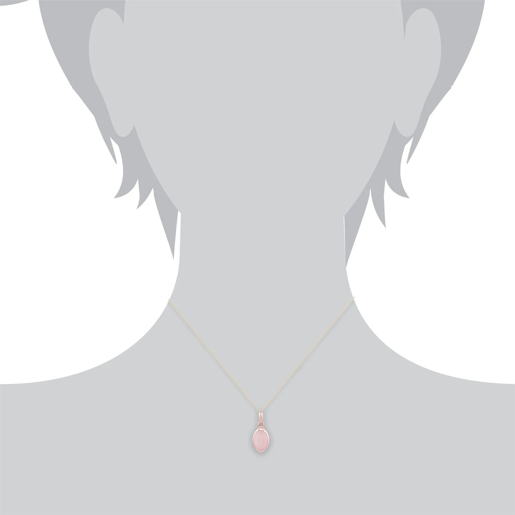 Gala' Quartz Rose Pastel Collier en 9ct Plaqué Or Rose Argent Sterling