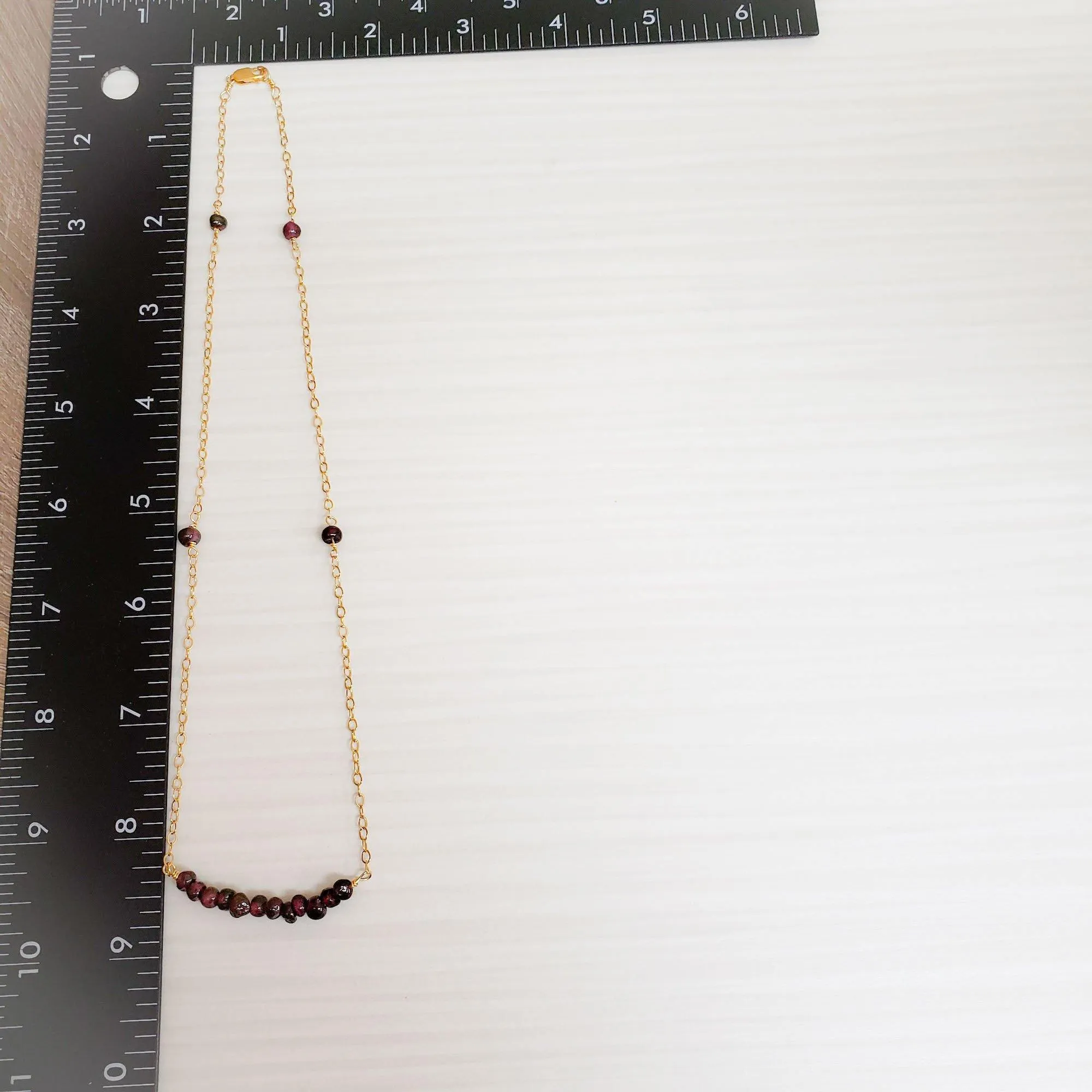 Garnet beaded gold- filled chain