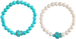Gatuida 2Pcs Stretch Turtle Bead Bracelet for Women Chic Jewelry Accessory Turquoise Versatile Wear as Bracelet Anklet for Parties Special Occasions