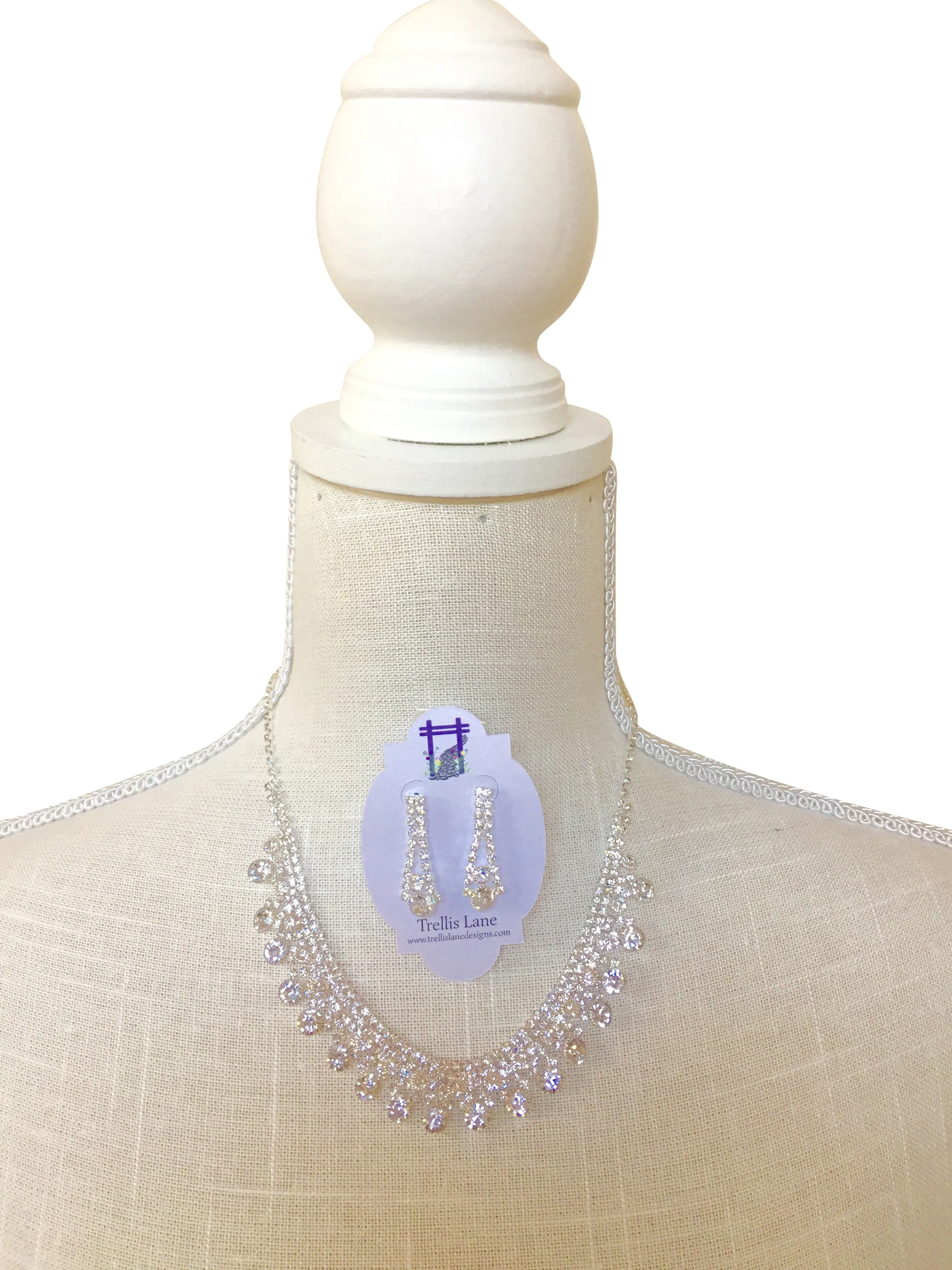 Gemma Crystal Bridal Necklace Set - Silver or Gold