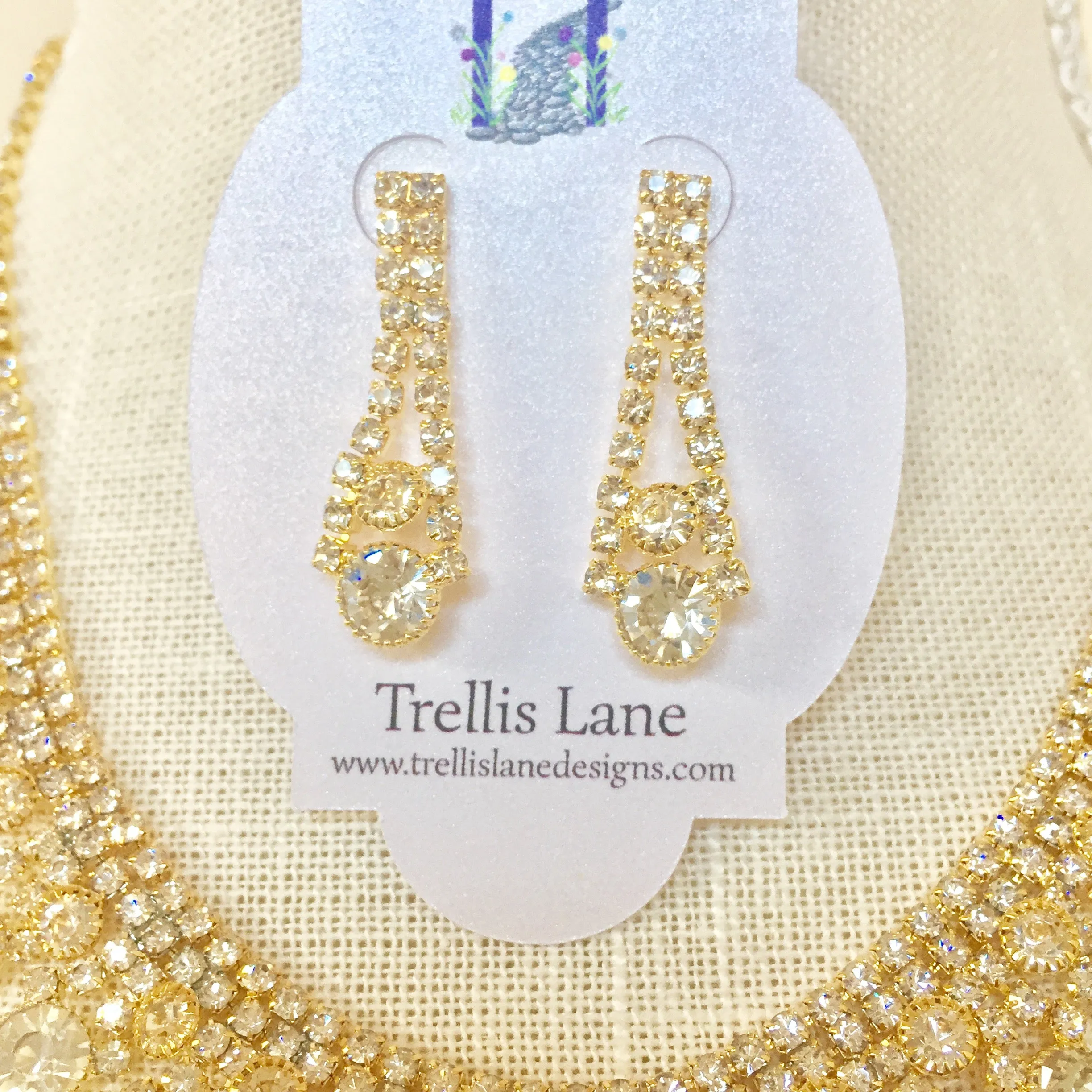 Gemma Crystal Bridal Necklace Set - Silver or Gold