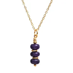 Gempires Purple Amethyst Pendant Necklace February Birthstone Minimalist Jewelry Hypoallergenic 18 Inch Gold Plated Dainty Layered Gemstone Necklaces