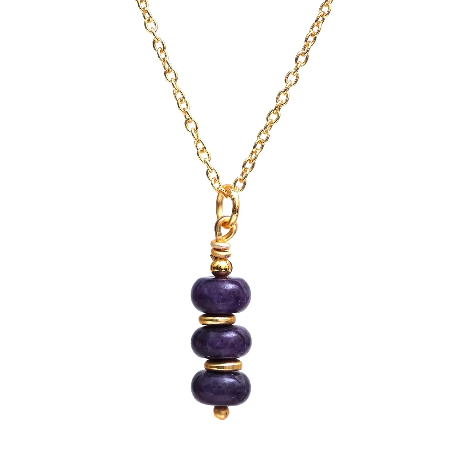 Gempires Purple Amethyst Pendant Necklace February Birthstone Minimalist Jewelry Hypoallergenic 18 Inch Gold Plated Dainty Layered Gemstone Necklaces