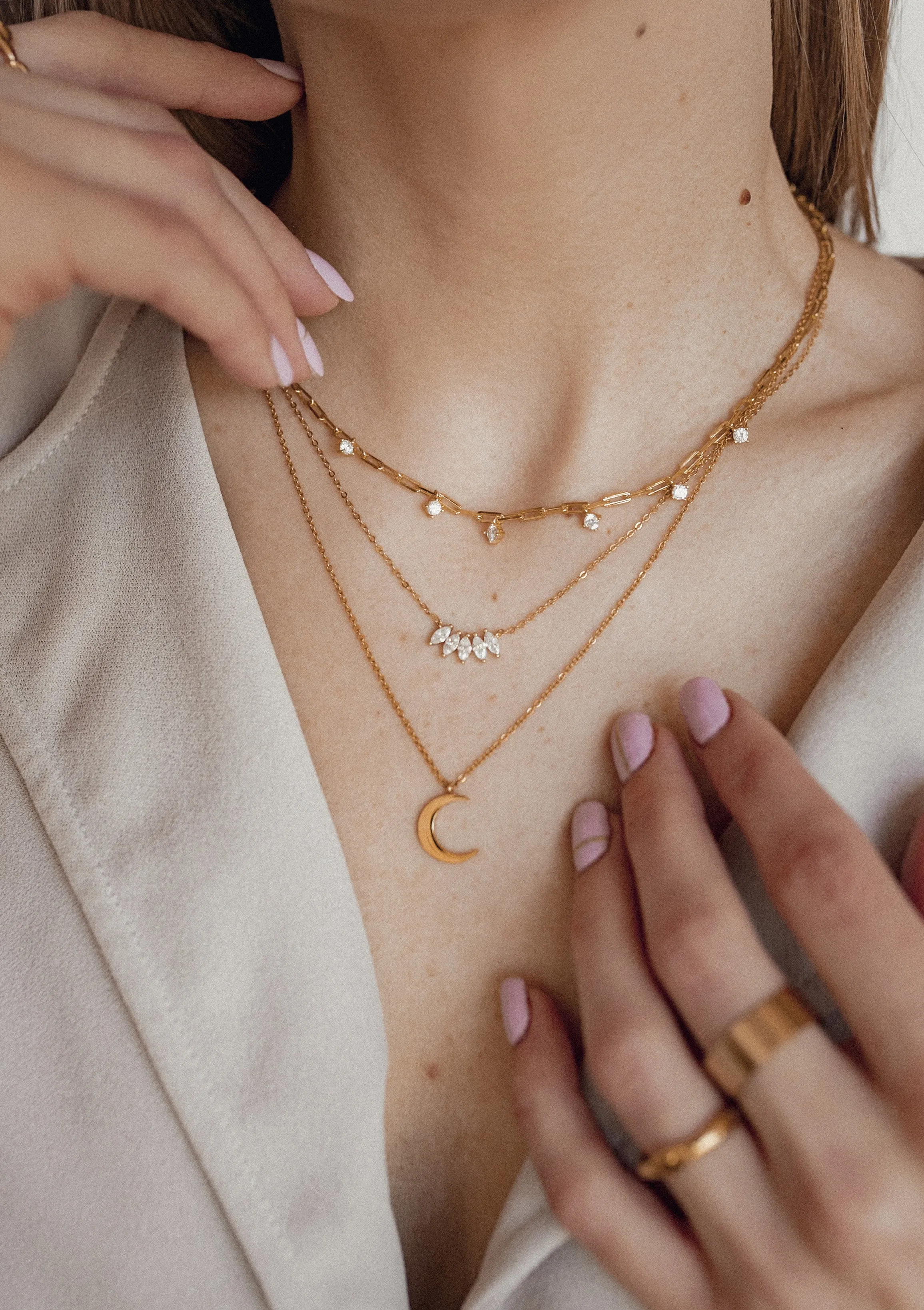 Gemstone Blossom Necklace Sterling Silver Gold