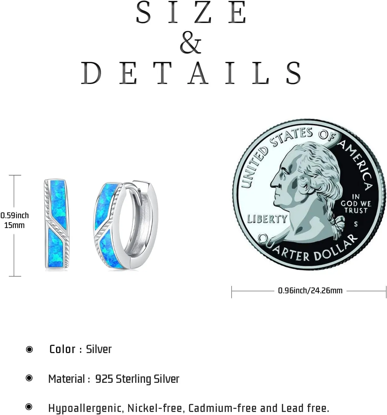Gemstones/Viking/Celtic/Cross Hoop Earrings for Men Women 925 Sterling Silver 15mm Huggie Earrings for Sensitive Ears Jewelry Birthday Gifts