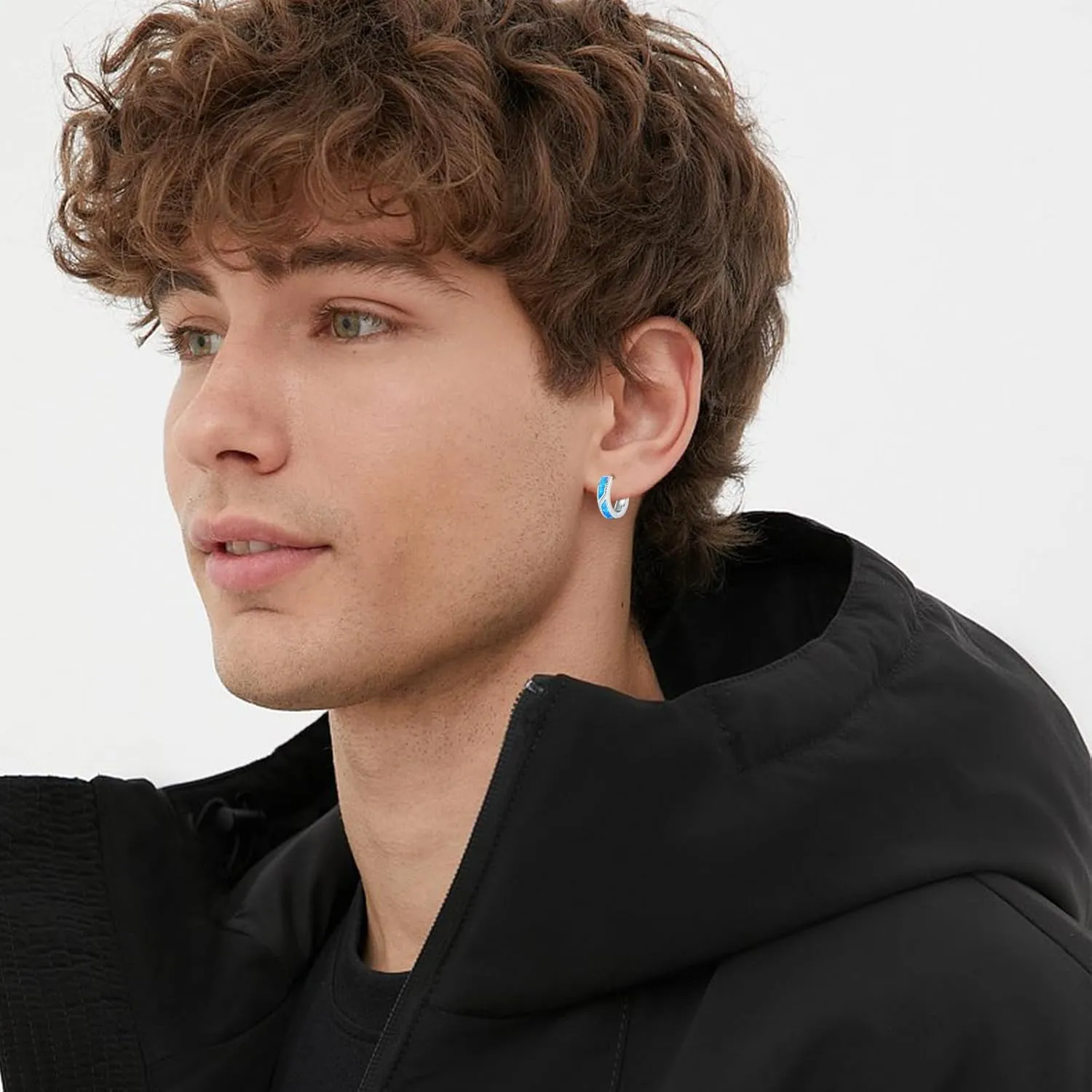 Gemstones/Viking/Celtic/Cross Hoop Earrings for Men Women 925 Sterling Silver 15mm Huggie Earrings for Sensitive Ears Jewelry Birthday Gifts