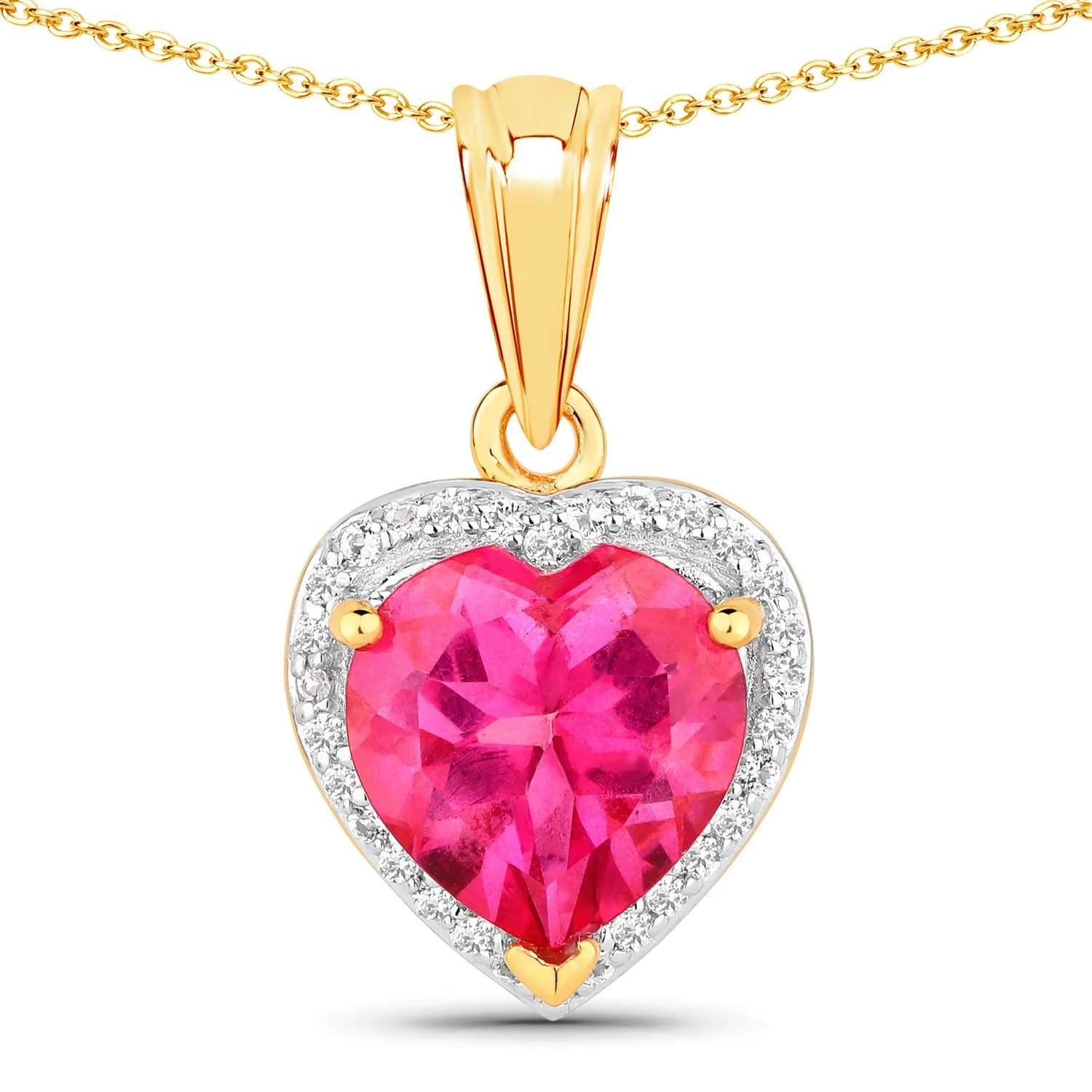Genuine Pink Topaz Heart Pendant Necklace