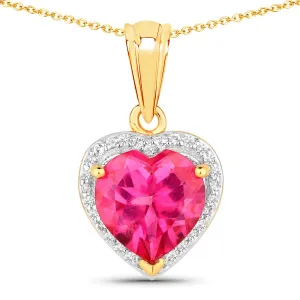 Genuine Pink Topaz Heart Pendant Necklace