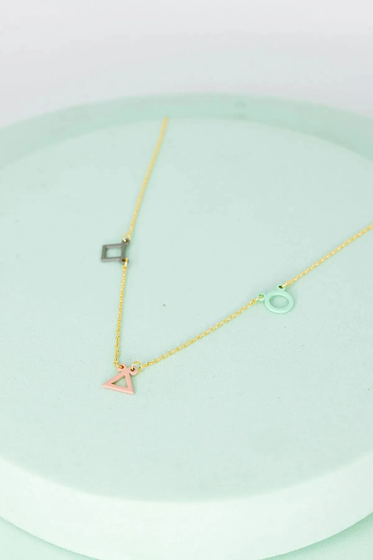 Geometric Circle Triangle Square Station Colorful Necklace