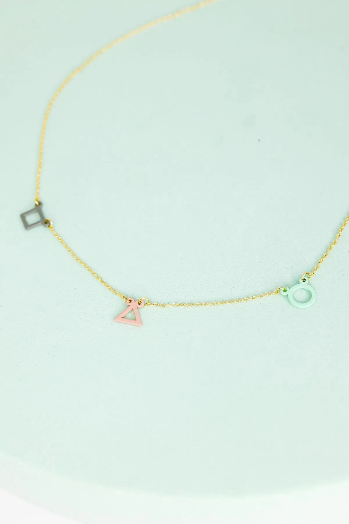 Geometric Circle Triangle Square Station Colorful Necklace