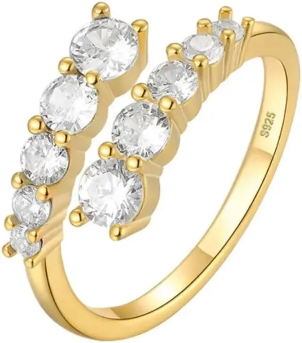 Geometric Jewelry | Modern Gold Statement Band | Dainty Ring with Cubic Zirconia | Unique Stackable Fashion Jewelry for Women | Laurel Geometric Zircon Ring