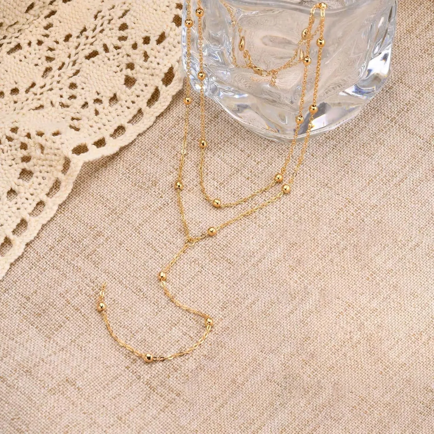 Geometric Sphere Necklace for Women Chunky Choker Necklace Chains Geometric Sphere Long Necklace Jewelry