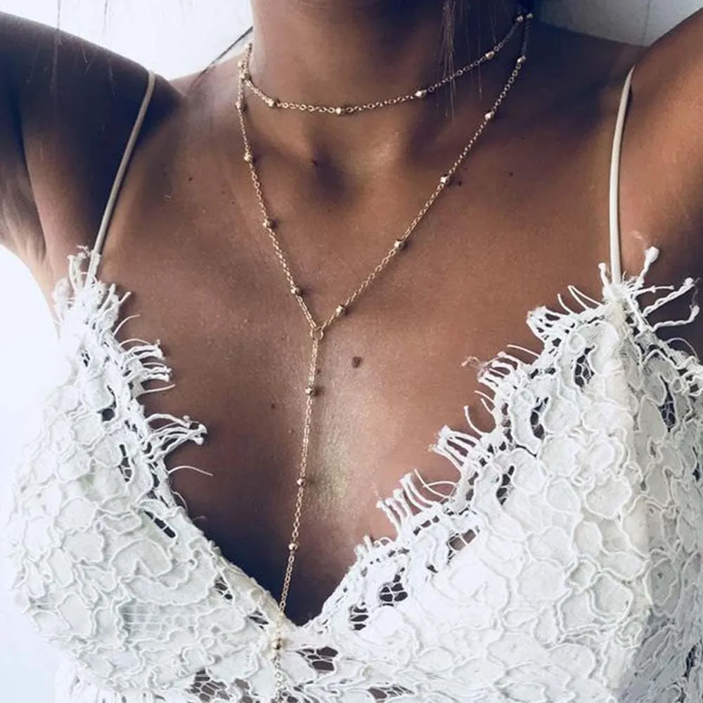 Geometric Sphere Necklace for Women Chunky Choker Necklace Chains Geometric Sphere Long Necklace Jewelry