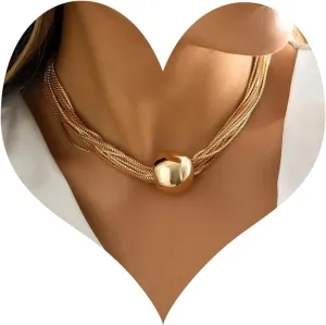 Geometric Sphere Necklace for Women Chunky Choker Necklace Chains Geometric Sphere Long Necklace Jewelry