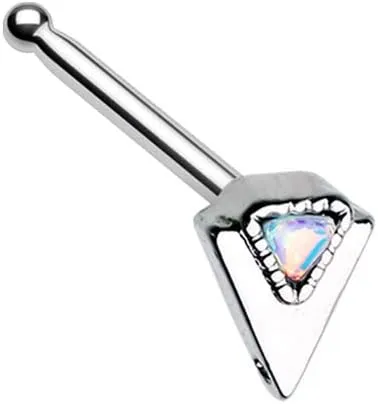 Geometric Triangle Moonstone Nose Stud Ring