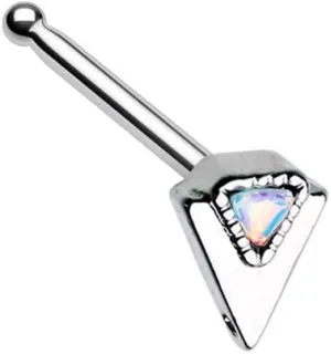 Geometric Triangle Moonstone Nose Stud Ring