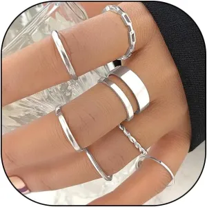 GIGB PBDK Vintage 14k Gold Stacking Knuckle Rings Set for Women Boho Joint Finger Stackable Nail Rings Silver Open Rings Minimalist Jewelry Gifts
