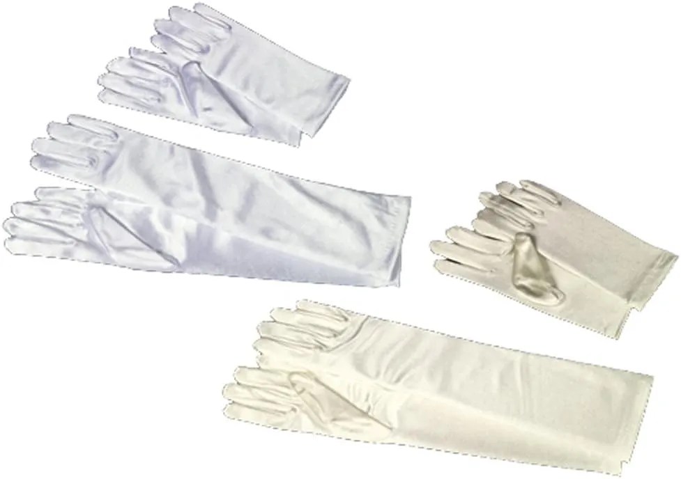 Girls White Satin Gloves