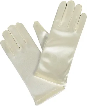 Girls White Satin Gloves