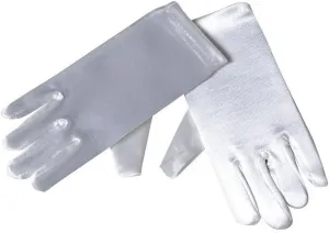 Girls White Satin Gloves