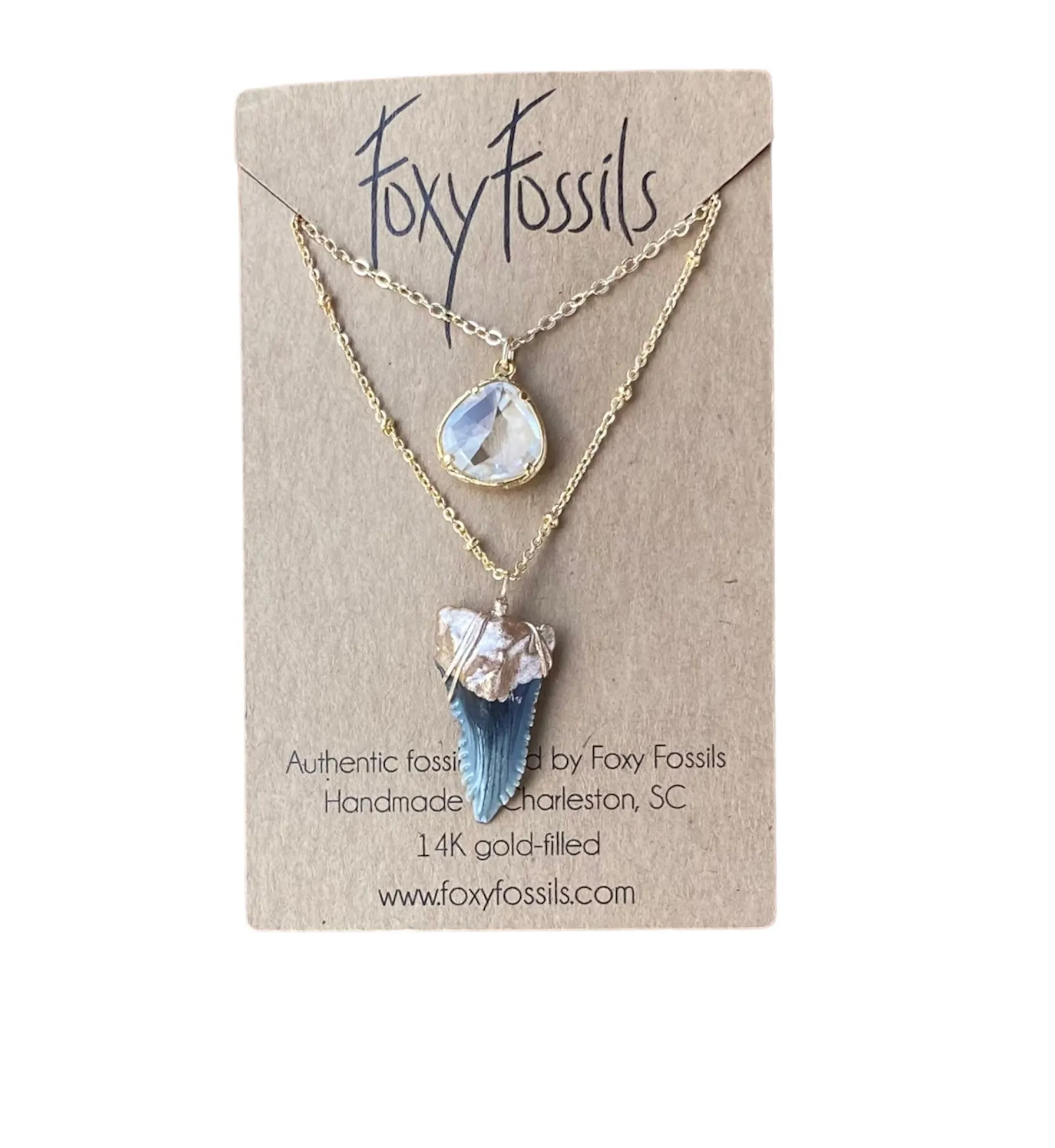 Gnarly Double Layer Shark Tooth Necklace - GOLD-TIP