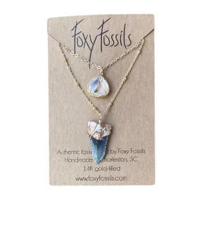 Gnarly Double Layer Shark Tooth Necklace - GOLD-TIP
