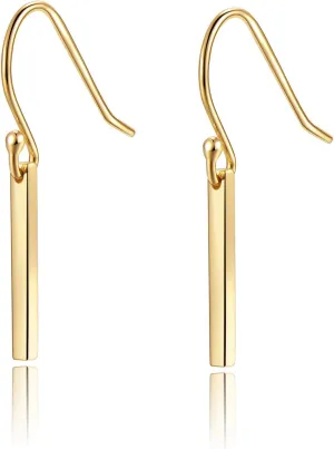 Gold Bar Earrings 18K Gold Plated Sterling Silver Bar Drop Earrings