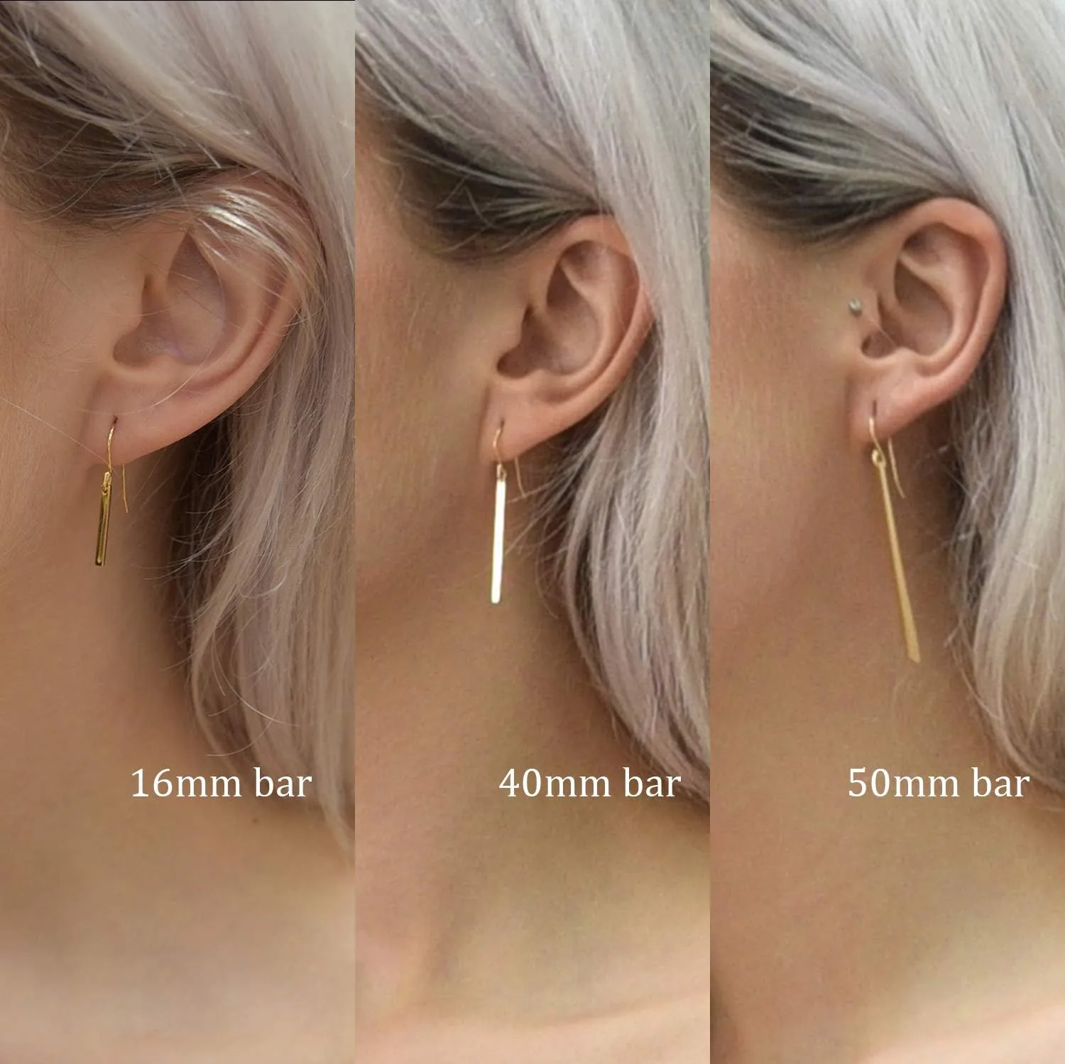 Gold Bar Earrings 18K Gold Plated Sterling Silver Bar Drop Earrings