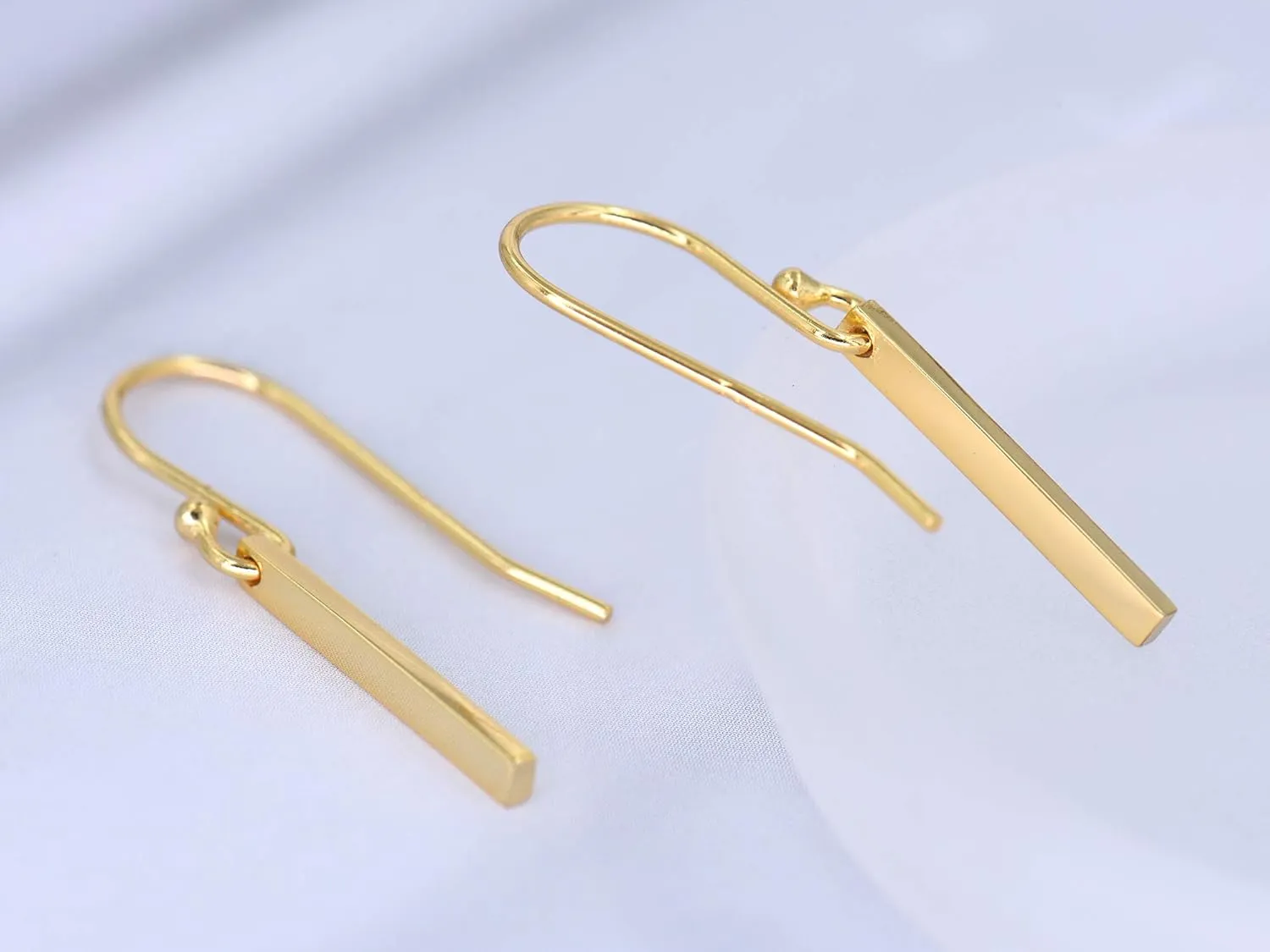 Gold Bar Earrings 18K Gold Plated Sterling Silver Bar Drop Earrings
