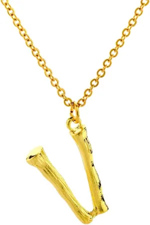 Gold Big Bamboo Initial Letters Boho Statement Necklace Women's Fashion Initial Necklace