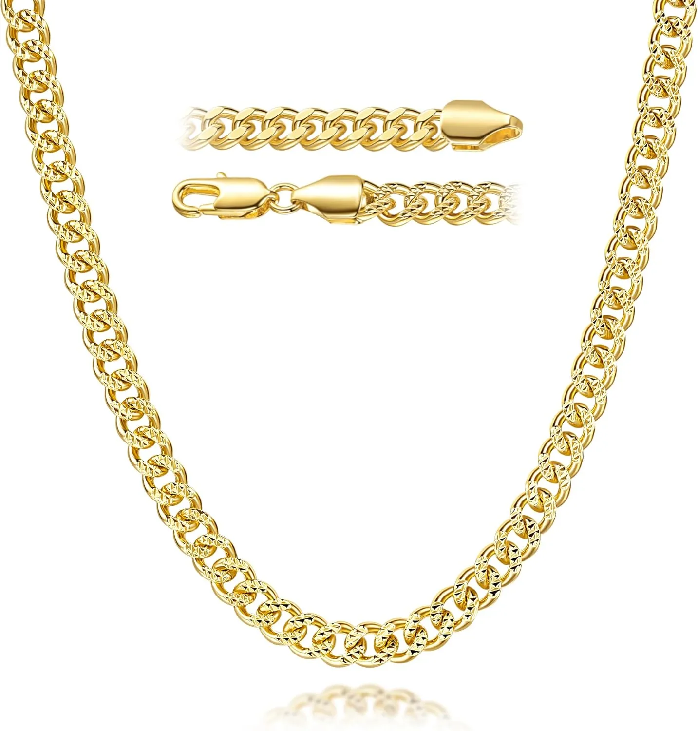 Gold Chain for Women 14K Gold Chain for Men Cuban Link Chains for Men Simplicity with Standout Design Dainty Necklace for Women 16-24 Inches 6mm