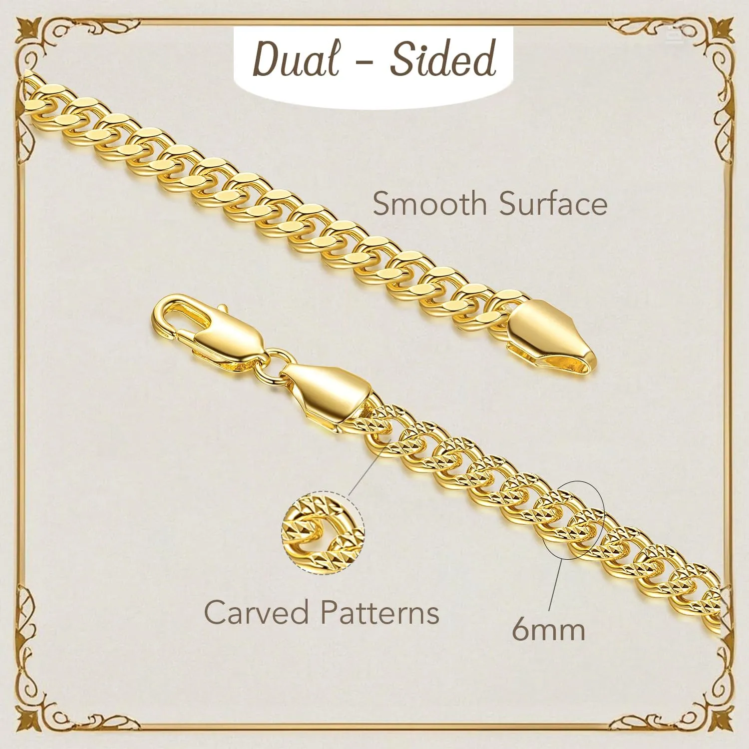 Gold Chain for Women 14K Gold Chain for Men Cuban Link Chains for Men Simplicity with Standout Design Dainty Necklace for Women 16-24 Inches 6mm