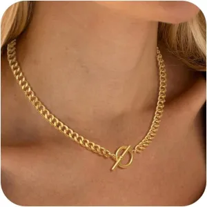 Gold Chain Necklace for Women - Dainty Gold Necklaces Trendy 14K Gold Plated Hypoallergenic Thin Box Herringbone Bead Chain Choker Necklace for Women Non Tarnish Simple Gold Jewelry Gift