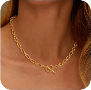 Gold Chain Necklace for Women - Dainty Gold Necklaces Trendy 14K Gold Plated Hypoallergenic Thin Box Herringbone Bead Chain Choker Necklace for Women Non Tarnish Simple Gold Jewelry Gift