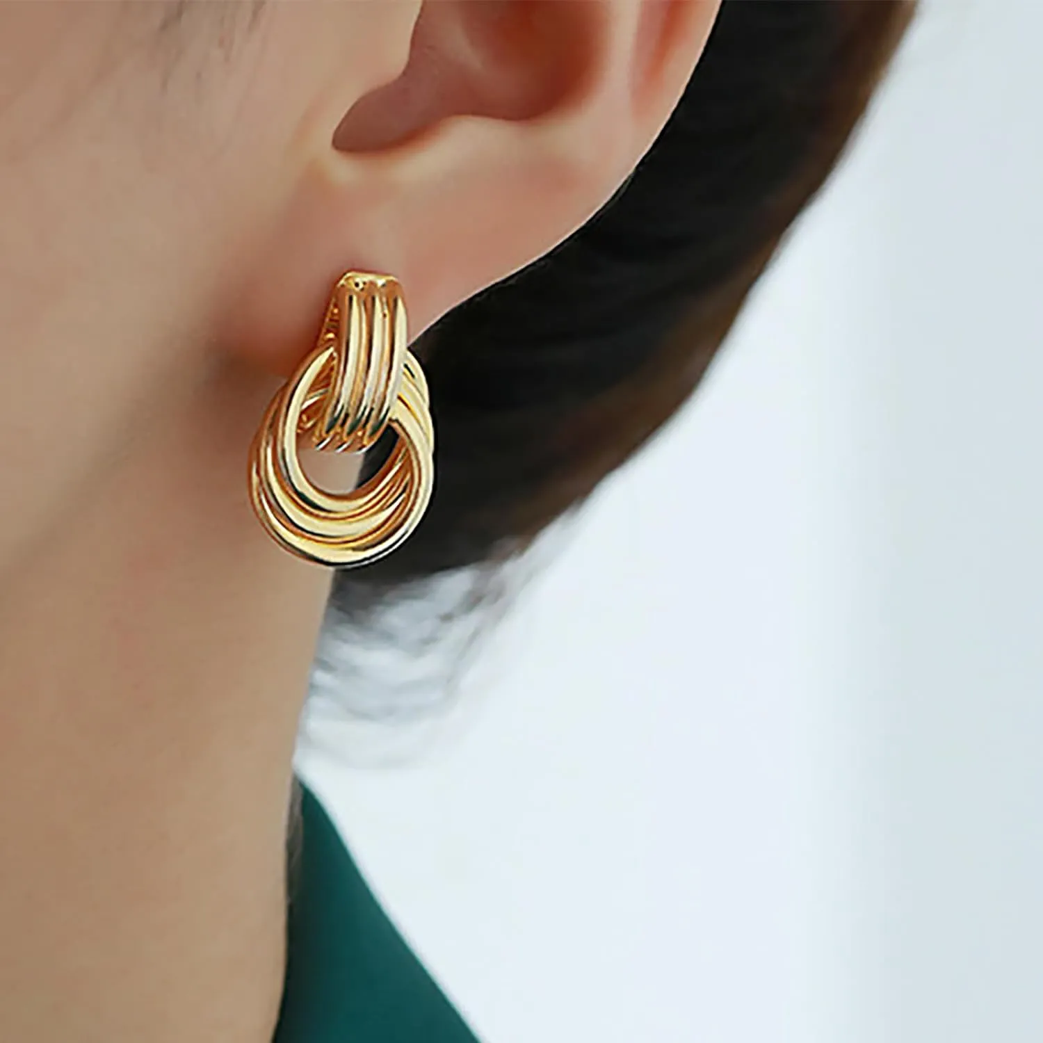 Gold Chunky Earrings for Women Gold Statement Geometric Knot Earrings Geometric Dangle Earrings Present for Prom Jewellery Present
