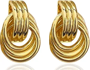 Gold Chunky Earrings for Women Gold Statement Geometric Knot Earrings Geometric Dangle Earrings Present for Prom Jewellery Present
