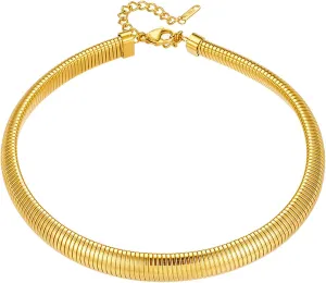 Gold Chunky Necklace for Women Snake Chain Choker Necklace, Hip Hop Punk Necklace, Thick Wide Necklace Jewelry for Women Gifts