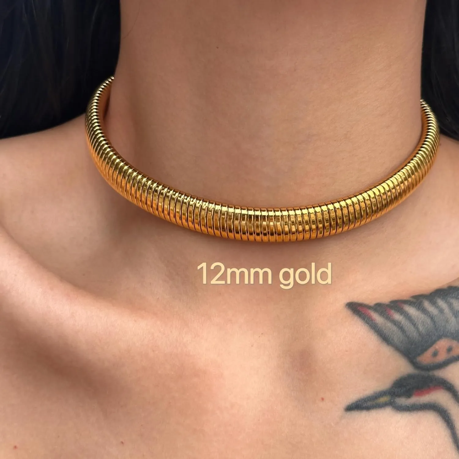 Gold Chunky Necklace for Women Snake Chain Choker Necklace, Hip Hop Punk Necklace, Thick Wide Necklace Jewelry for Women Gifts