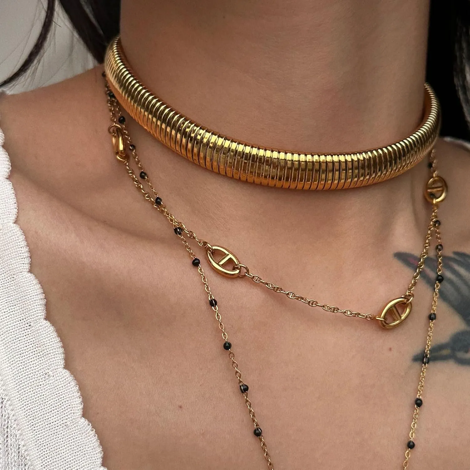 Gold Chunky Necklace for Women Snake Chain Choker Necklace, Hip Hop Punk Necklace, Thick Wide Necklace Jewelry for Women Gifts