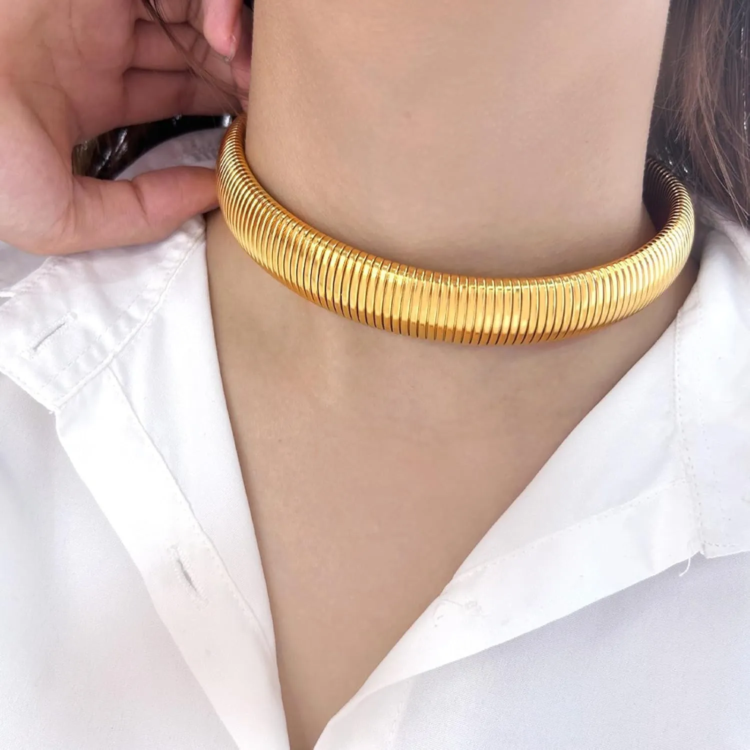 Gold Chunky Necklace for Women Snake Chain Choker Necklace, Hip Hop Punk Necklace, Thick Wide Necklace Jewelry for Women Gifts