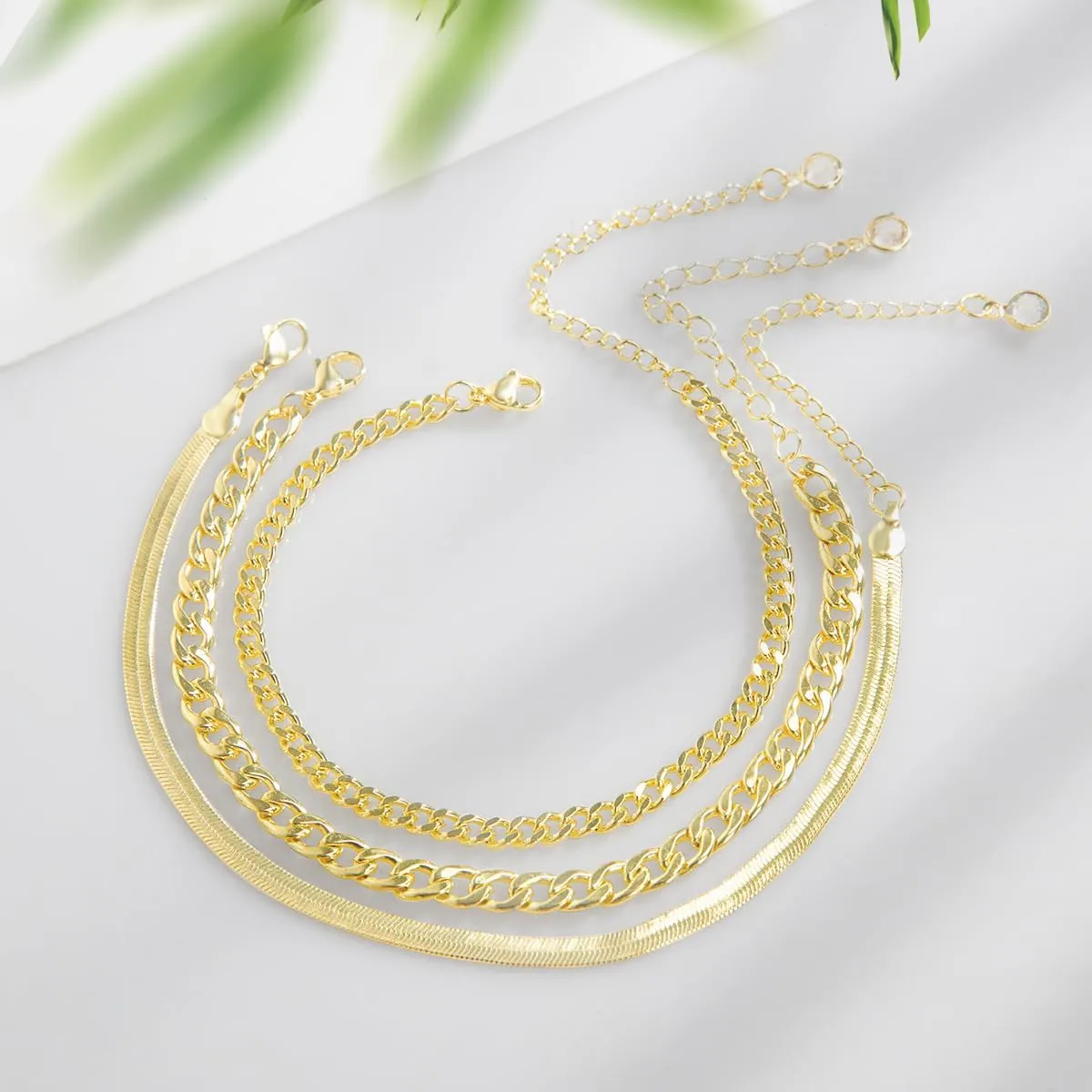 Gold Color Anklet for Women, Stackable Stainless Steel Anklets for Women Waterproof Chain Link Anklet Jewelry Gift