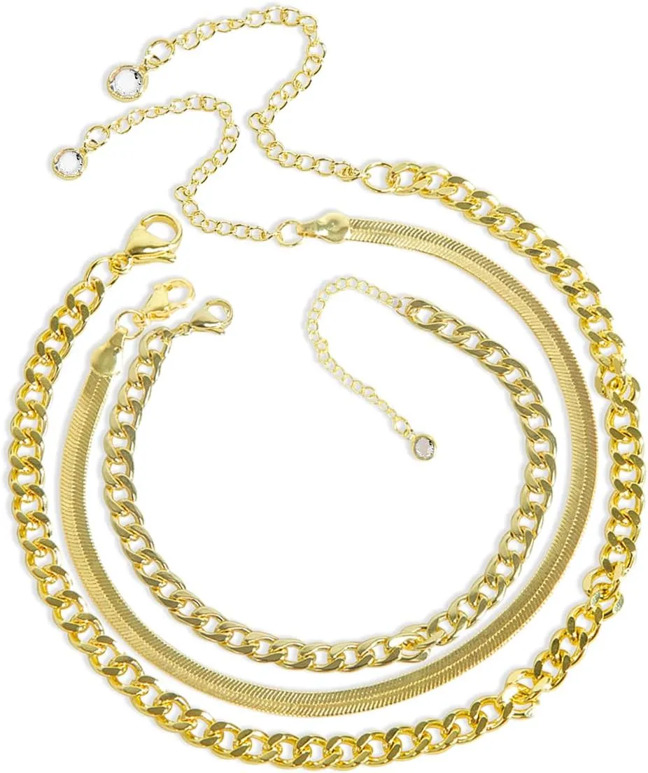 Gold Color Anklet for Women, Stackable Stainless Steel Anklets for Women Waterproof Chain Link Anklet Jewelry Gift